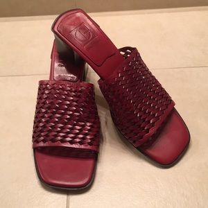Cole Haan Oxblood-Colored Woven Leather Slides